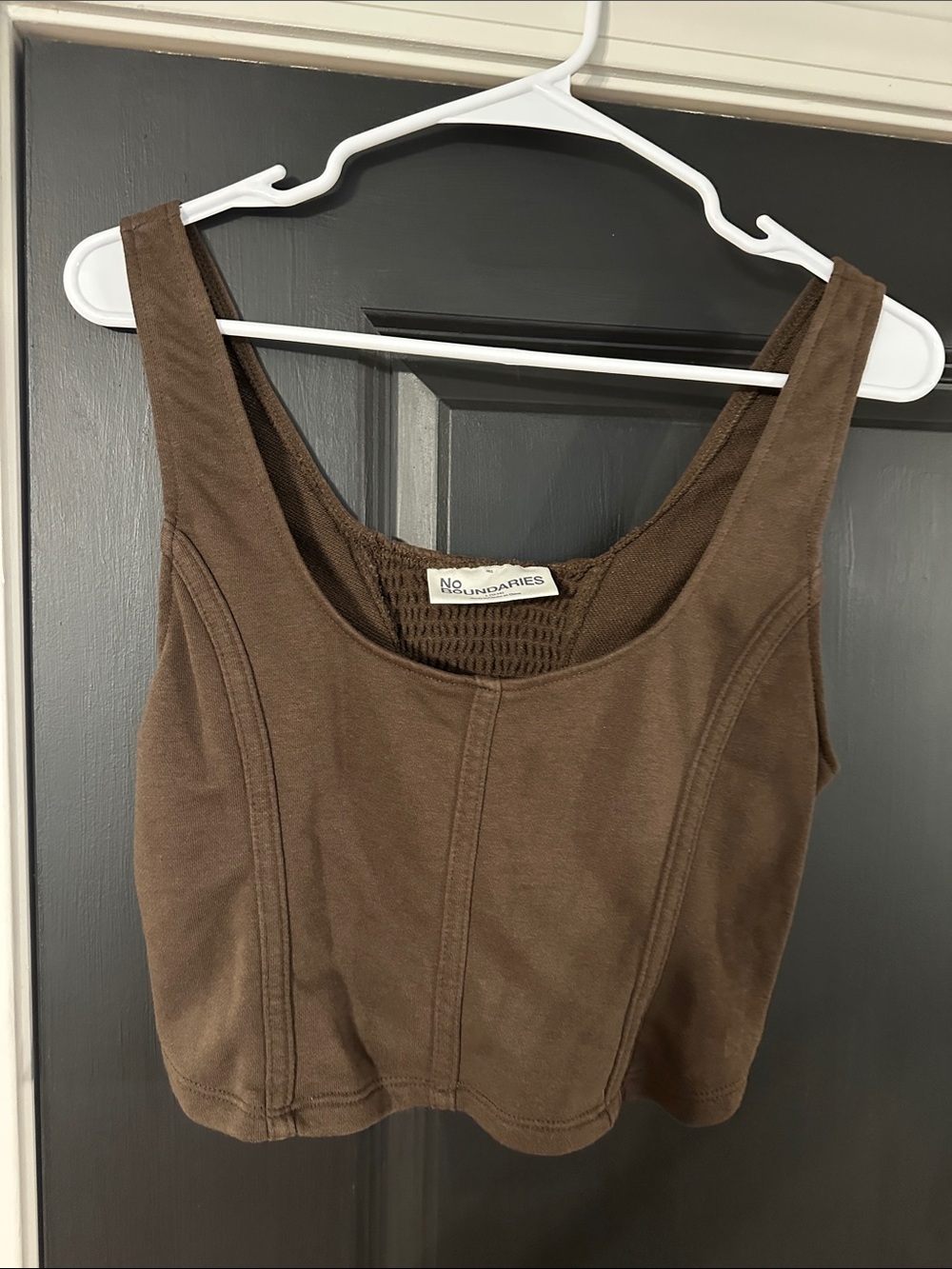 No Boundaries Brown Scoop Neck Crop Top